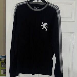 Men's Black Waffle Long Sleeve with Gray Accents